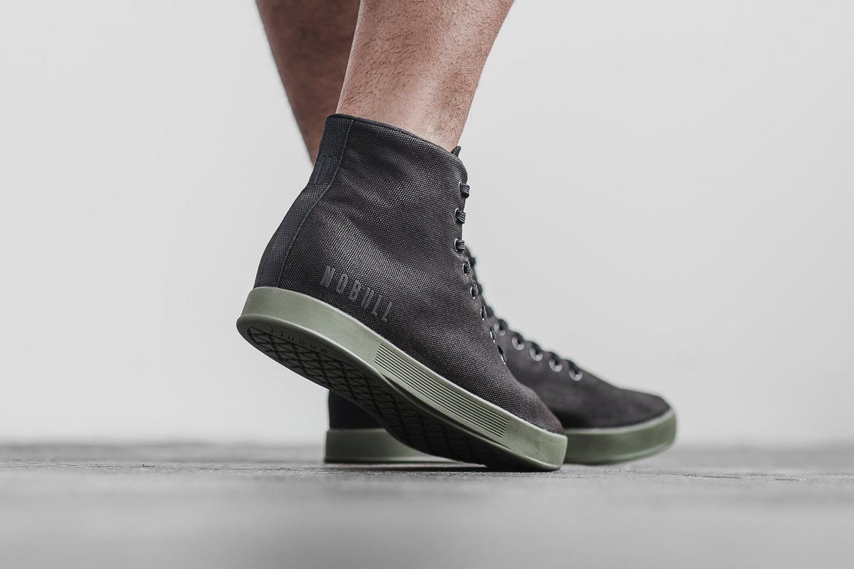 Nobull High-Top Canvas Men's Trainers Black Dark Green | Australia (WD6092)